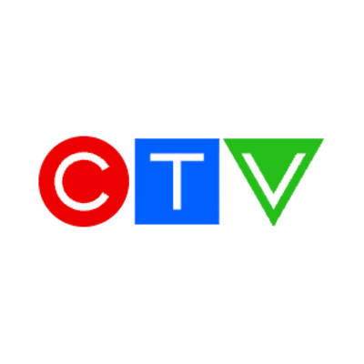 CTV logo made up of a red circle with a white thin lined C inside, a blue box with a thin lined T in side and a inverted triangle with a thin lined V inside