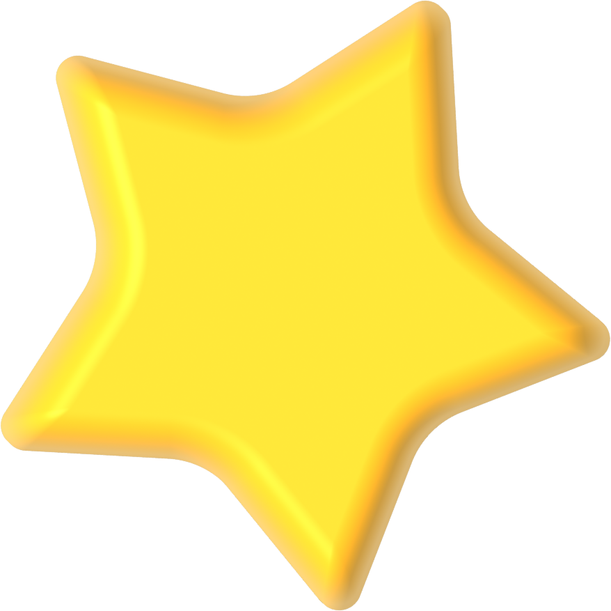 Image of a yellow star with shading around the edge and a 3D effect.
